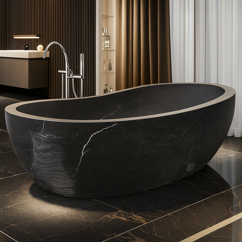 ObsidianStone Seraph Noir Freestanding Bath Tub